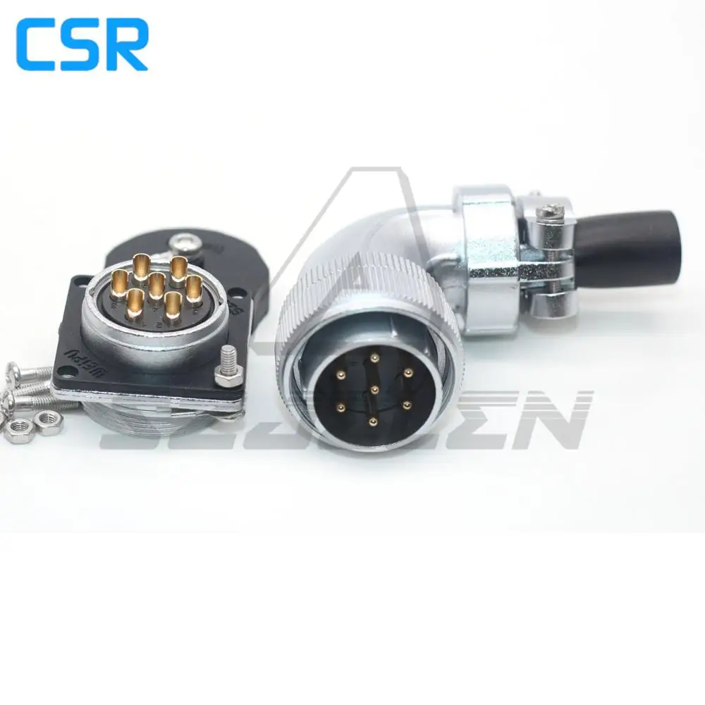 

WEIPU WS28 Waterproof Connector 7 Pin Male Plug And Female Socket, 25A Metal Round Right Angle Waterproof Connector IP67