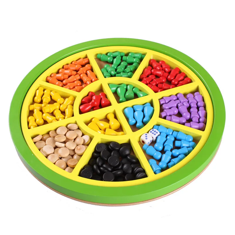 

Five in One Chinese Chequers Wood System Aeroplane Chess Five-in-a-row Parent And Child Tabletop Game Baby Educational Force Jum