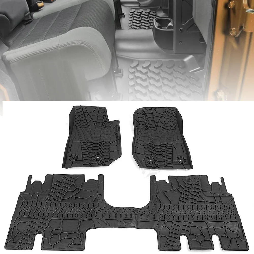 3 шт. резиновые коврики для Jeep Wrangler JK 2014 2015 2016 2017 2018|Автомобильные грязезащитные вкладыши| |