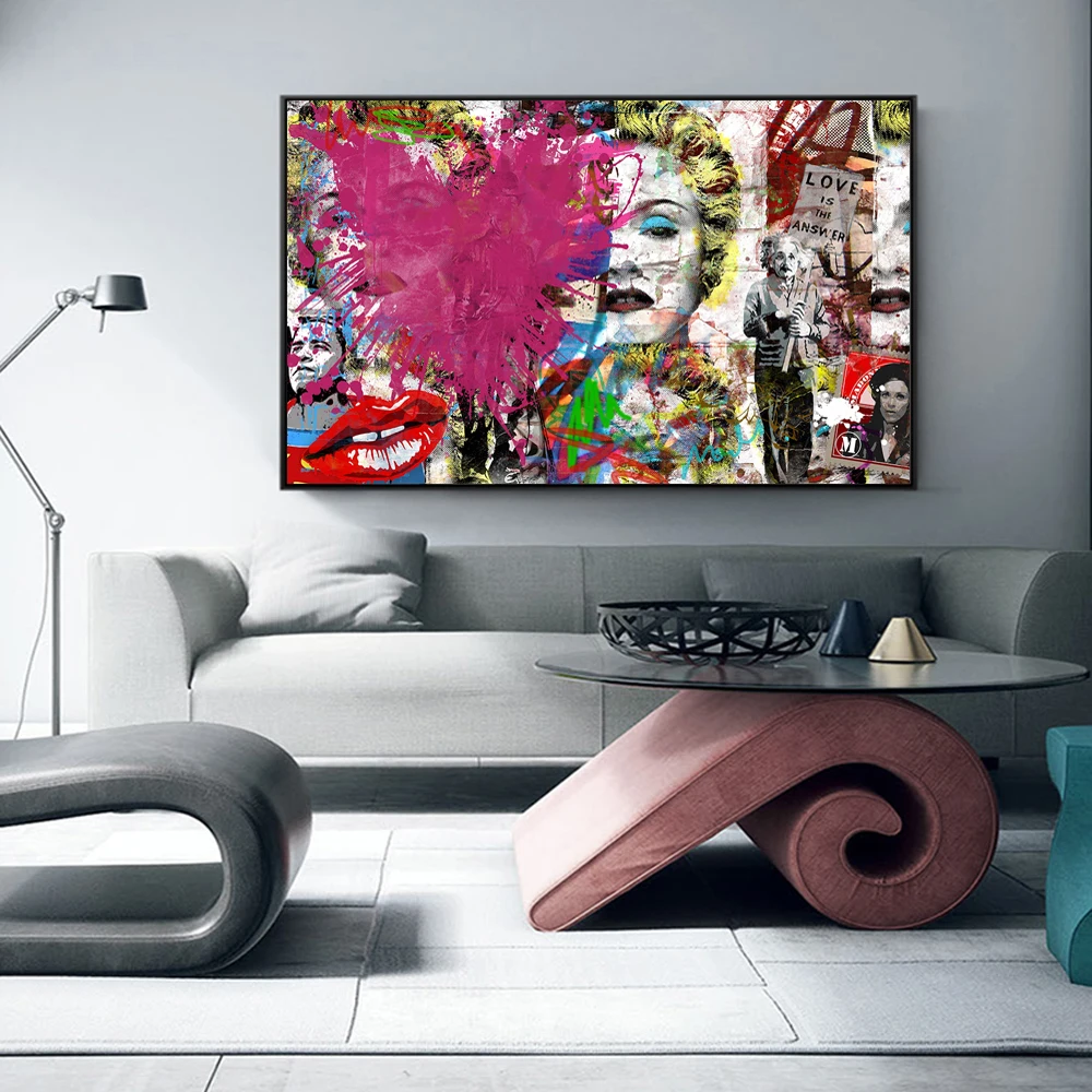 

Colorful Graffiti Wall Art Canvas Prints Modern Abstract Einstein Street Art Canvas Paintings On The Wall Posters And Prints