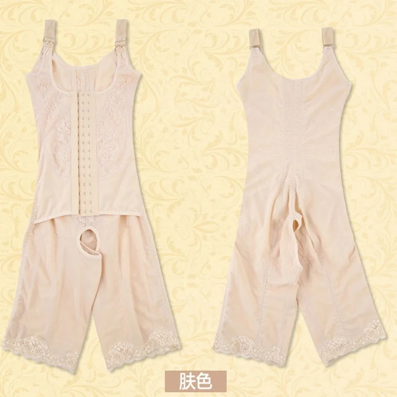 Beige Женский костюм для тела, эластичное Корректирующее белье для похудения, бамбуковое древесное волокно, женское облегающее боди с животиком, нижнее белье, Утягивающее боди, одежда - Цвет: Beige