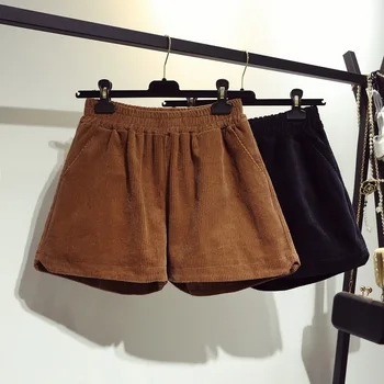 

Lucyever Plus Size Women Shorts Autumn Winter Thick Corduroy High Waist Fashion Korean Loose Female Wide-legged Shorts 2020 4XL
