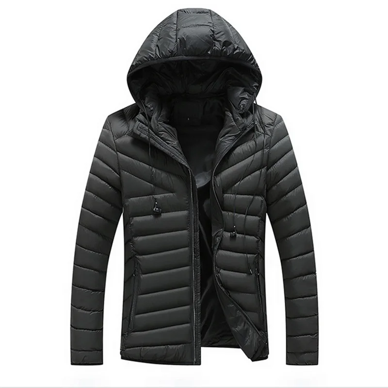 

Men's autumn and winter new lightweight hooded solid color cotton pad