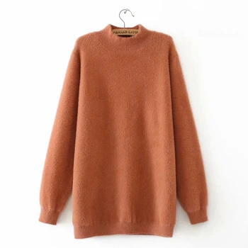 

Fashion Solid Color Fleece Pullovers Women Plus Size Loose Long Sleeves Female Thicken Warm Sweater YY9578