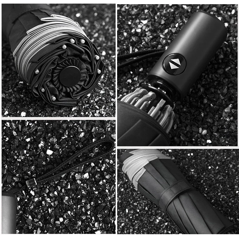 Suitable for Xiaomi Automatic Umbrella Anti-UV Umbrella with Reflective Strip LED Light Academy Tri-fold