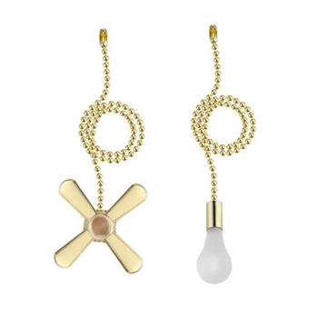 

Easy Install Decorative Light Bulb Accessories Home Styling Beaded Ball Copper Durable Practical Pendant Ceiling Fan Pull Chain