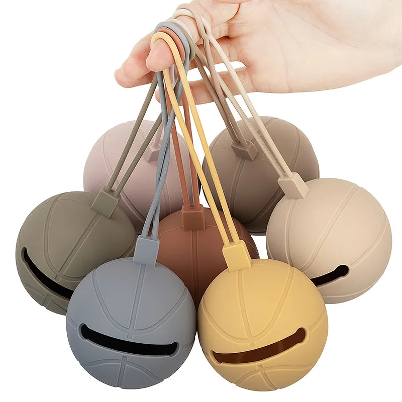 Baby Silicone Pacifier Holder Basketball Container Box Infant Portable Soother Chain Storage Box BPA Free