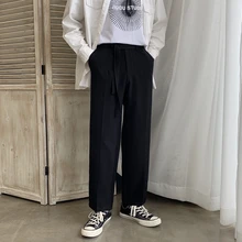 Отсылаем пояс Для Мужчин's в западном стиле стильные брюки для девочек, брюки с широкими штанинами Бизнес из полушелковой ткани Формальные Повседневное брюки мужские туфли для отдыха; цвет черный, костюм со штанами