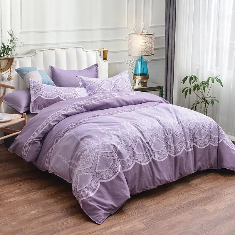 Camel quilt cover fresh American style quilt cover pillowcase no sheet set bedding three sets - Цвет: Фиолетовый