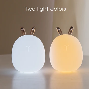 

Cartoon Mini Rabbit LED Night Light Silicone Bunny Animal USB Charge Lamp Bedroom Bedside Lamp for Children Kids Baby