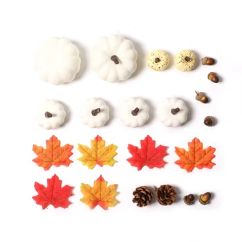 

Simulation White Pumpkin Maple Leaf Harvest Fruit Set for Thanksgiving Day
