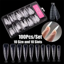 100Pcs/Set Schnell Gebäude Poly Nagel Gel Form Tipps Nagel Dual Acryl Abdeckung Acryl Gemischt Formen Finger Erweiterung klar Nägel Werkzeug