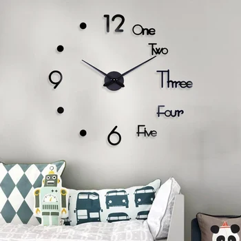 

3D DIY Wall Clock Mirror Wall Stickers Modern Silent Creative Art Decal Sticker Home Decor Living Room Quartz Needle 27/47inch