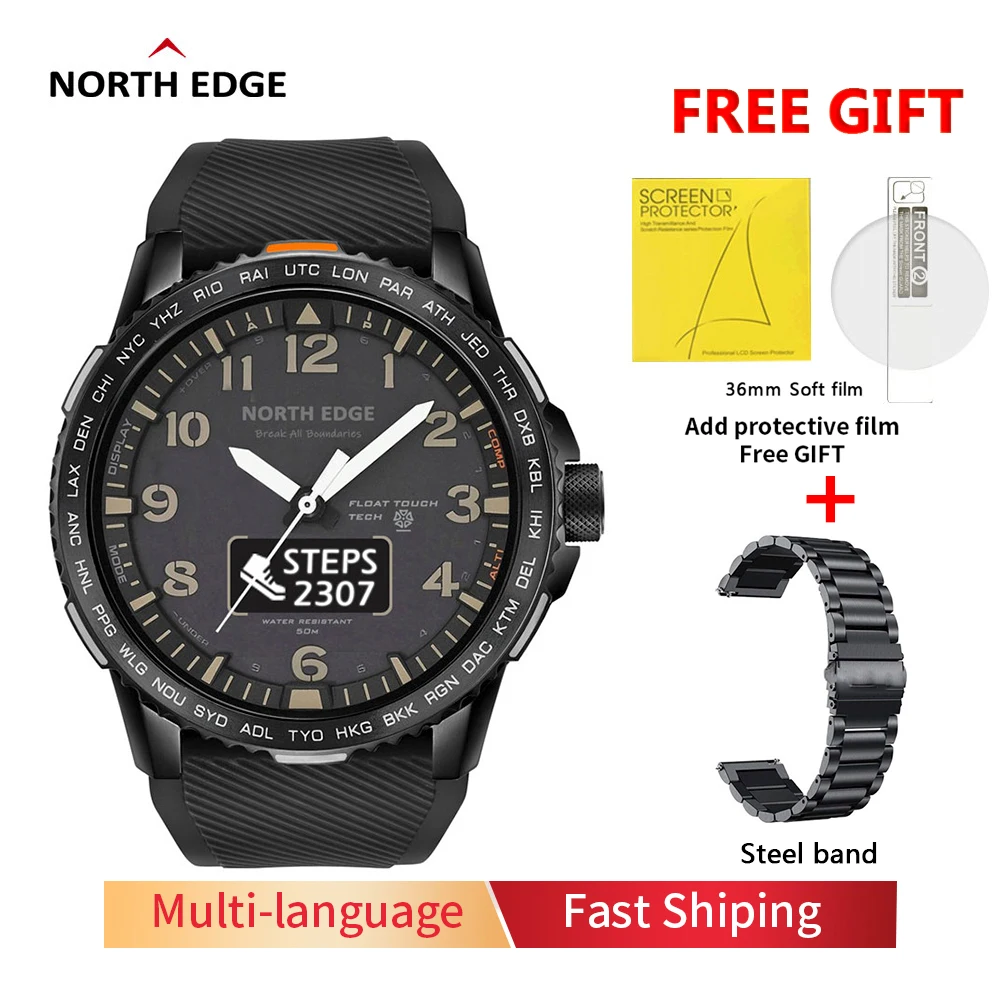 NORTH EDGE FLOAT Smart Watch Men Waterproof 50M Swimming Sports Heart