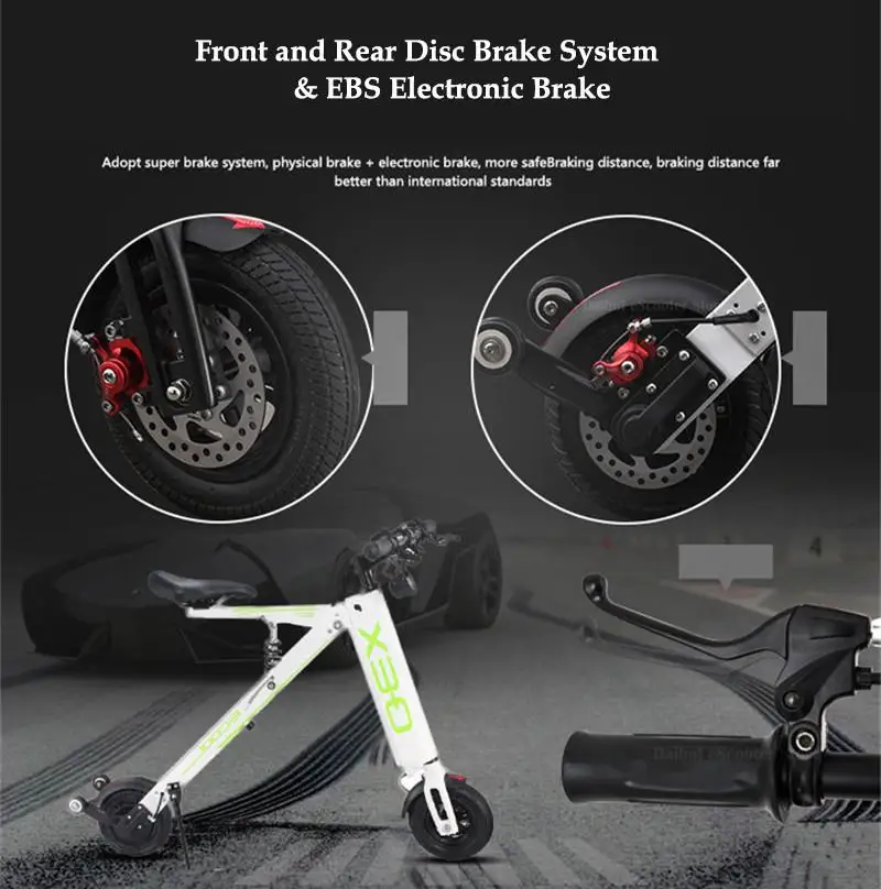 Foldable Electric Skateboard Two Wheels Electric Scooters 10 Inch 300W 36V Off Road Adult Lightweight Electric Scooter Bike (20)