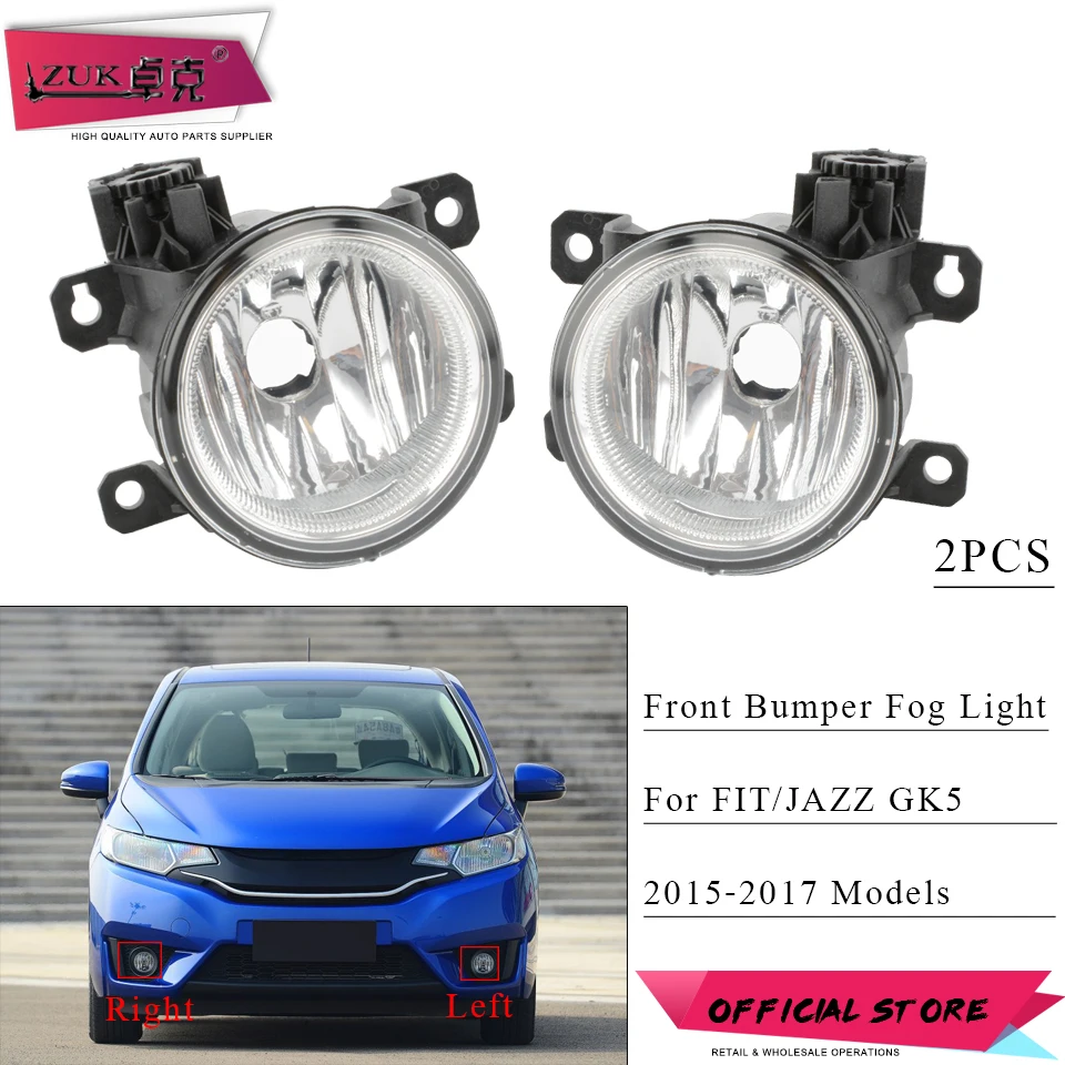 ZUK 2PCS Front Bumper Fog Light Driving Lamp Foglights For HONDA FIT JAZZ GK5 2015 2016 2017 CIVIC 2012-2015 ODYSSEY 2015-2018 | Автомобили