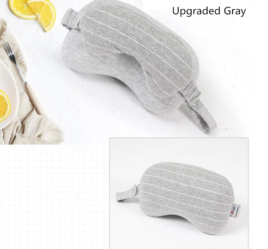 Multi-Function Business Travel Neck Pillow& Eye Mask& Storage Bag with Handle Portable 70g Size 13*14*24cm Comfortable - Цвет: Upgraded Light Gray