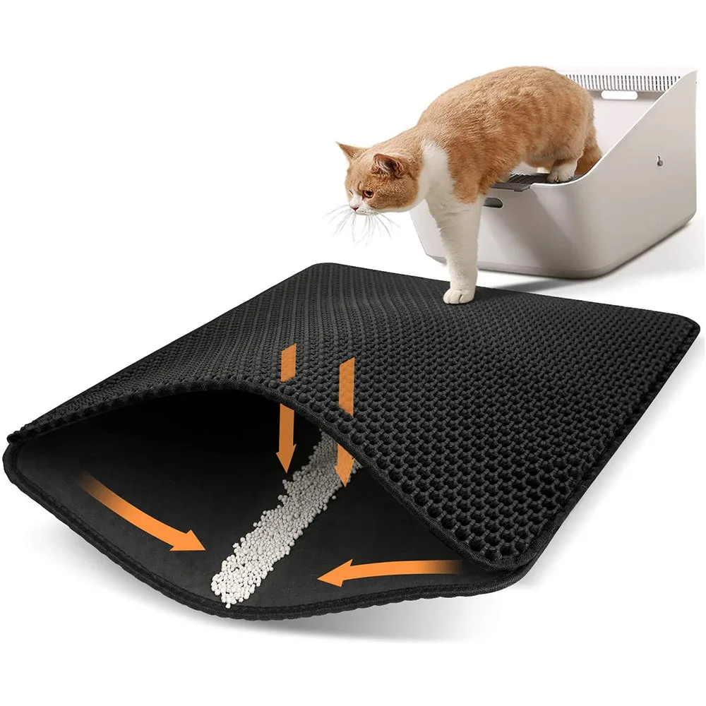 Cat Litter Mat, Kitty Litter Trapping Mat, Honeycomb Double Layer Mats,  Urine Waterproof, Easy Clean, Scatter Control, Catcher Litter Tray Box Rug  Carpet,litter Trapping Mat With Honeycomb Double Layer  Design-waterproof-easy To Clean