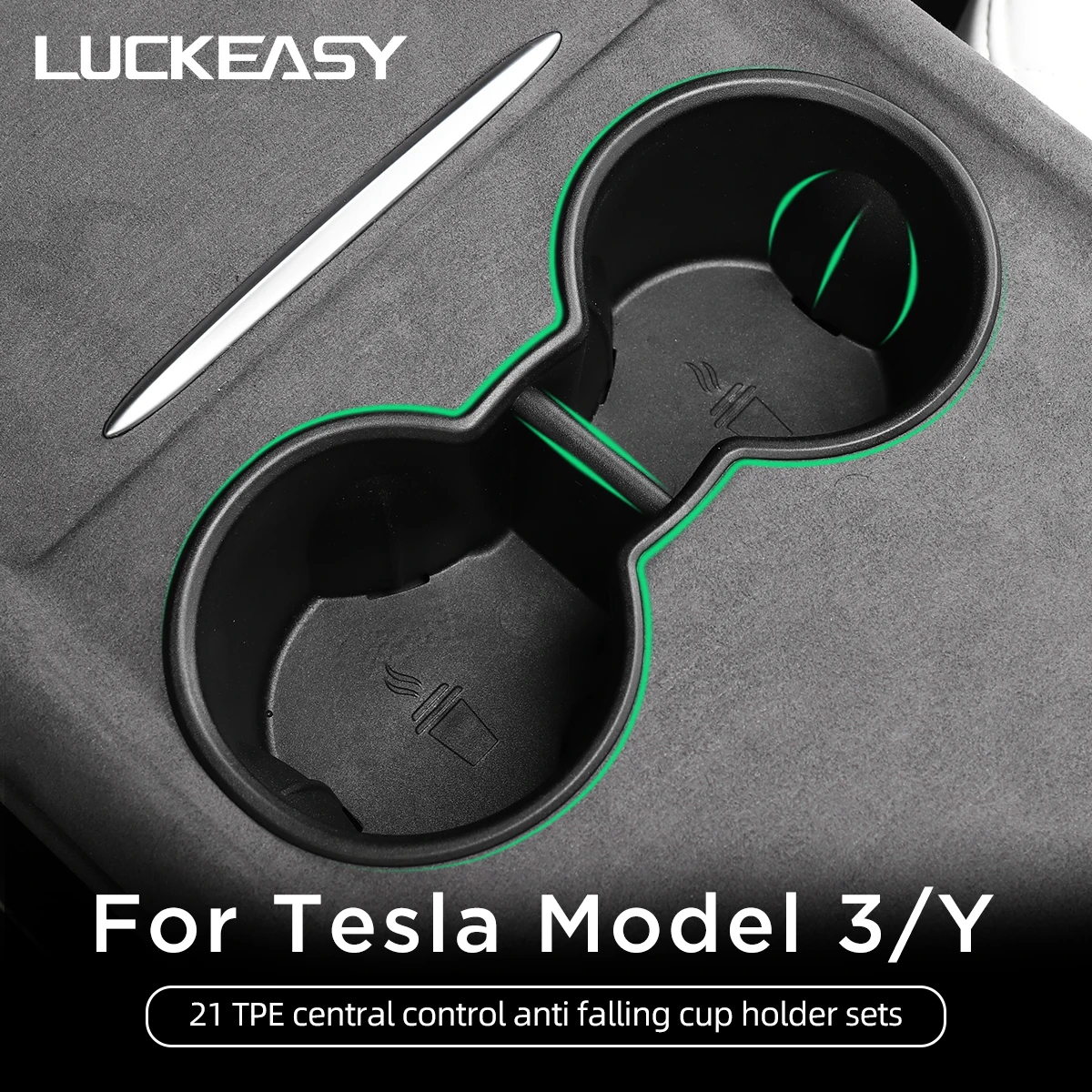 LUCKEASY For Tesla Model 3 Y TPE Cup Holder Cover model3 2021 Car Interior Accessories Shock-absorbing Anti-skid | Автомобили и
