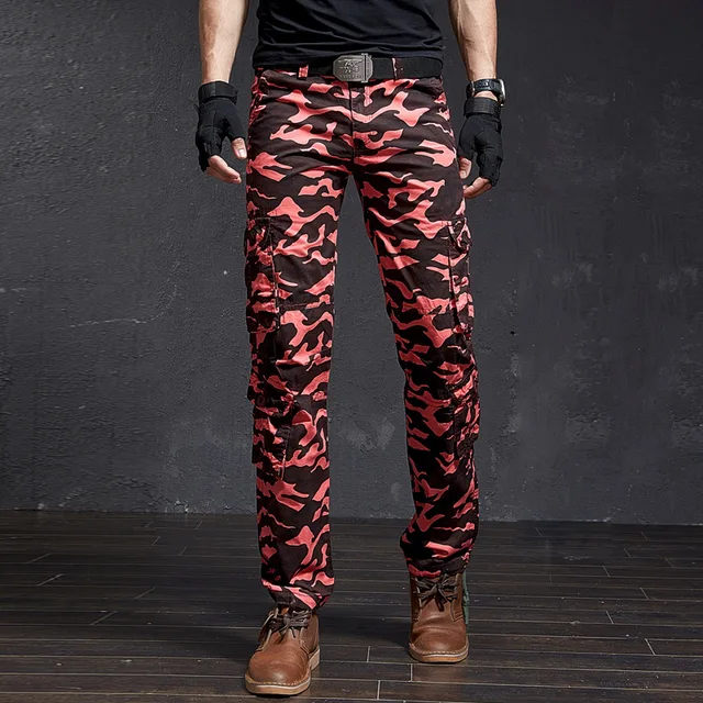 8 Pockets Men Cargo Pants Camouflage 