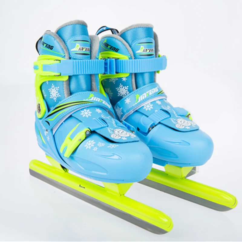 Зимние для взрослых детей гоночная скорость ледяное лезвие фигурная обувь для скейтборда Регулируемый термальный Размер Регулируемые Ролики синий розовый
