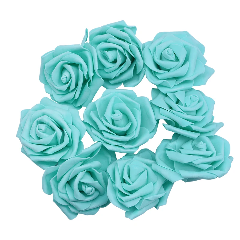Teal 8 см большой ПЭ Пена Цветок голова искусственные розы цветы DIY ремесло принадлежности для скрапбукинга дома Свадебная вечеринка украшения поддельные цветы - Цвет: Teal