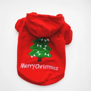 

New pet puppy Christmas thickened Plush Hooded Fleece coat lovely pet autumn winter cotton padded jacket small dog clothes
