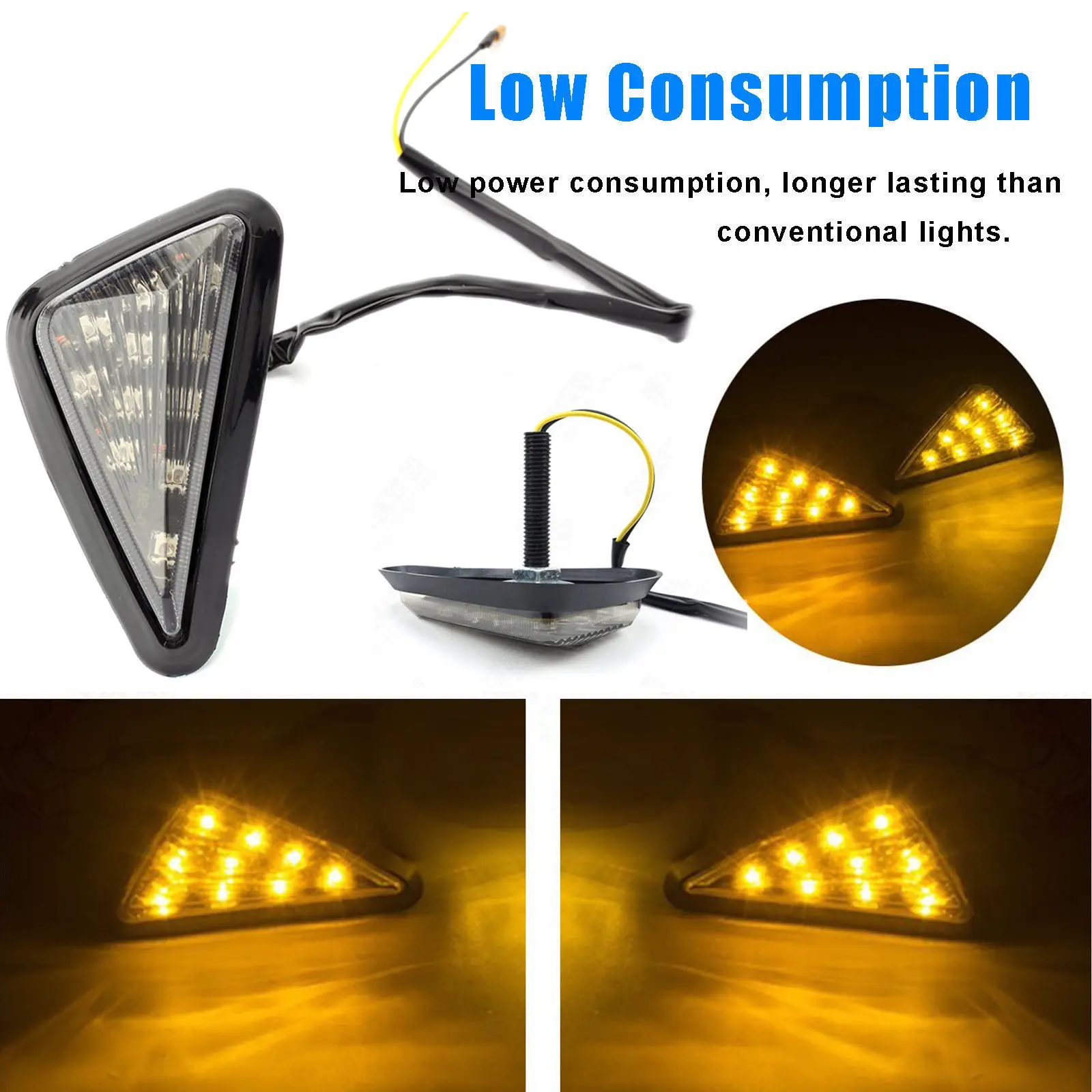 12V светодиодный мотоцикл Треугольники флеш Янтарный дым указатели поворота светильник