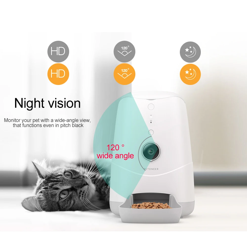 

Hot New 3.7L Automatic Pet Feeder Automatic Feeders For Cats with Camera APP Control Night Vision Audio Video Picture Recording