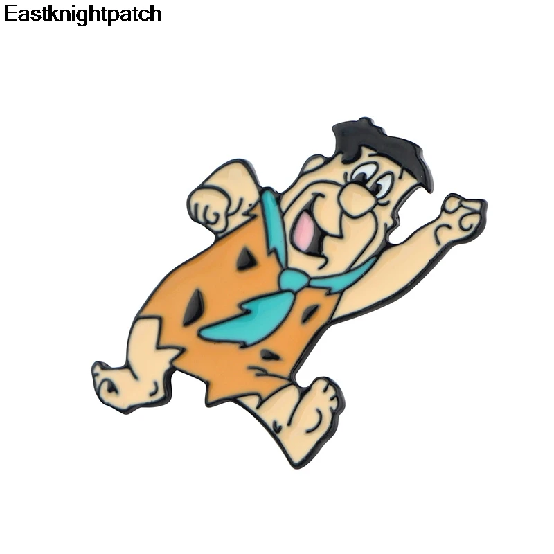 Забавный мультфильм Flintstones Броши милые эмалированные булавки джинсовые куртки нагрудные булавки дети для сумки, бейджи ювелирные изделия коллекция подарков E0898
