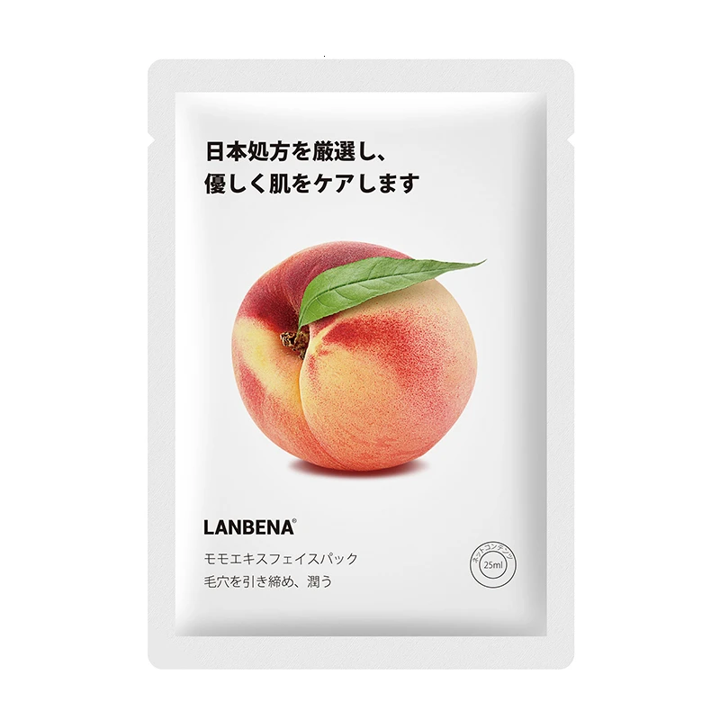 Peach LANBENA маска для лица фруктовый завод маска для лица Китай отбеливание увлажняющее масло контроль угрей удалить свежий лист Корея уход за кожей - Цвет: Peach