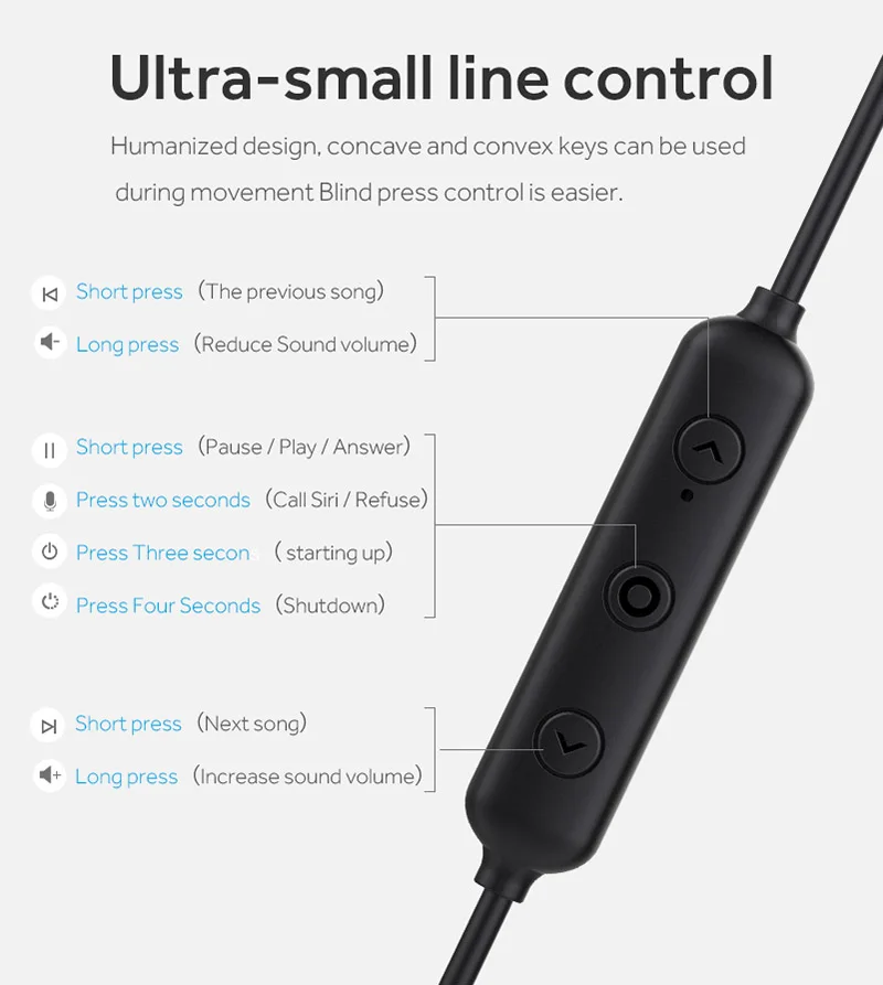 Bluetooth наушники с микрофоном, шейным ремешком, 1000 мА/ч, в режиме ожидания, 365 дней работы, 100 часов, 5,0, наушники, гарнитура с 3D эффектом, спортивные беспроводные наушники