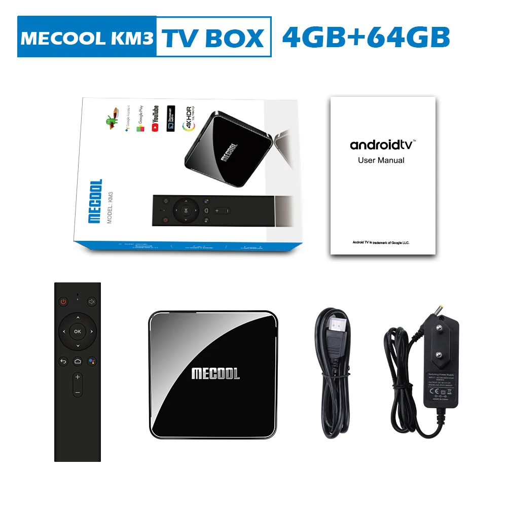 MECOOL KM3 Android 9,0 tv Box Google Certified 4GB DRR4 64 GB/128 GB eMMC Smart tv BOX Amlogic S905X2 4K 2,4G/5G Dual Wifi BT4.0 - Цвет: KM3 4GB 64GB TV BOX