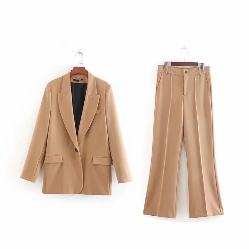 

Women's suit 2020 spring and autumn new women's wild was thin suit jacket flared pants two-piece loose women's clothing