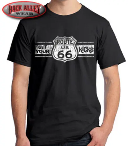 Get Your Kicks Route 66 T-SHIRT Gearhead M-3XL Classic Cars Vintage Distressed |