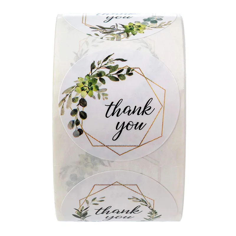 100-500pcs 감사합니다 라운드 스티커 스크랩북 봉투 인감 스티커 선물 꽃 장식 편지지 라벨 스티커