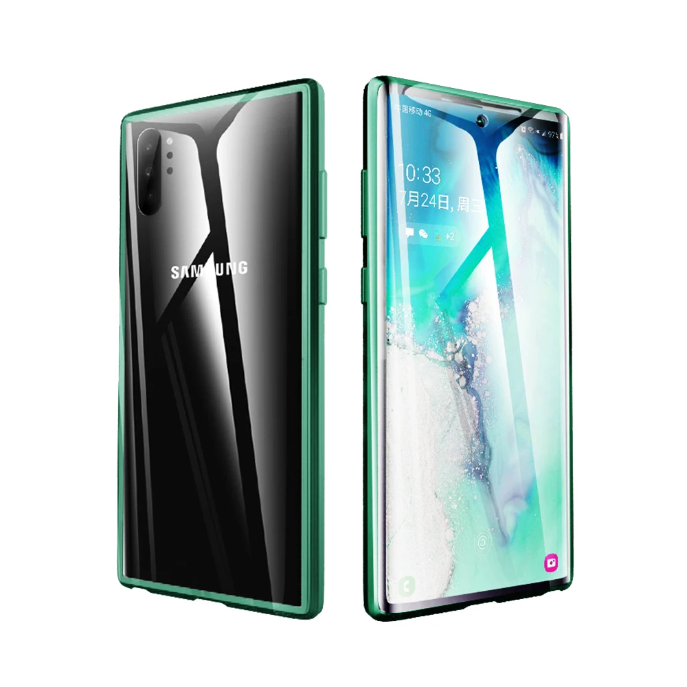 Магнитный адсорбционный металлический чехол для телефона samsung Galaxy S10 S9 Plus Note 10 9 Note10 pro двусторонний стеклянный Магнитный чехол s