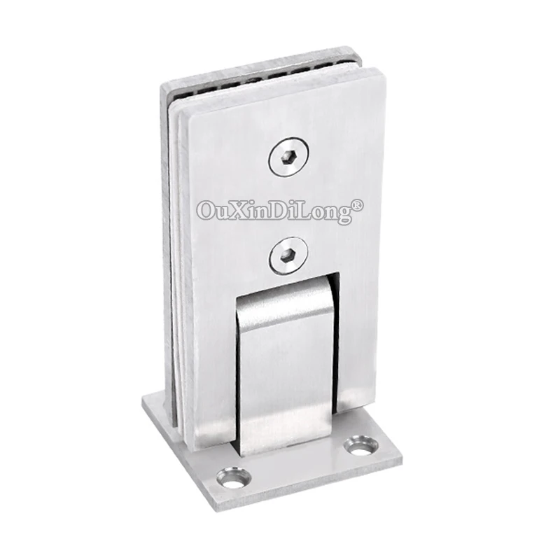 

304 Stainless Steel Frameless Shower Glass Door Hinges 90 Degree Wall to Glass Clamps Glass Fixed Brackets Brushed for 8~12mm