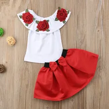 

HE Hello Enjoy Girls Clothes Set Embroidery Rose Tops+Skirts Outfits For Baby Girl Suits Children Girls Summer 2021 Kids Clothes