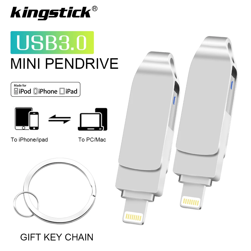 USB флэш накопитель 64 ГБ металлический MFI для iPhone 6s/7/X/ipad диск Apple|USB флэш-накопители|
