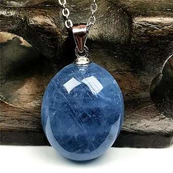 

Natural Blue Aquamarine Beads Pendant Necklace For Woman Man Ocean Crystal 17x15x8mm Beads Stone 925 Silver Chain Jewelry AAAAA