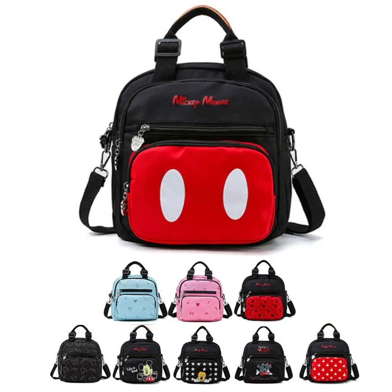 Mochila para mamás portátil con diseño de Mickey Mouse, bolso multifunción con cremallera Oxford para mujer