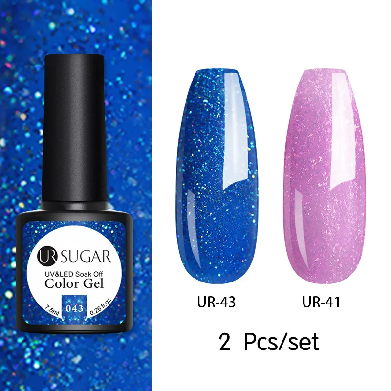 Ur Sugar 2 шт. набор гель-лаков для ногтей цвет светодиодный Гель-лак для ногтей Полупостоянный лак для ногтей Блестящие Блестки Гелевые наборы - Цвет: 2pcs set37