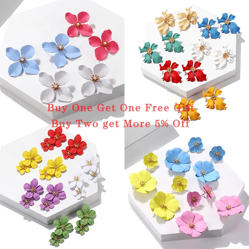 

Fashion Korean Earrings 2019 New Design Flower Earrings Women's Sweet and Lovely Acrylic Earrings Bohemian Style Jewelry Brincos