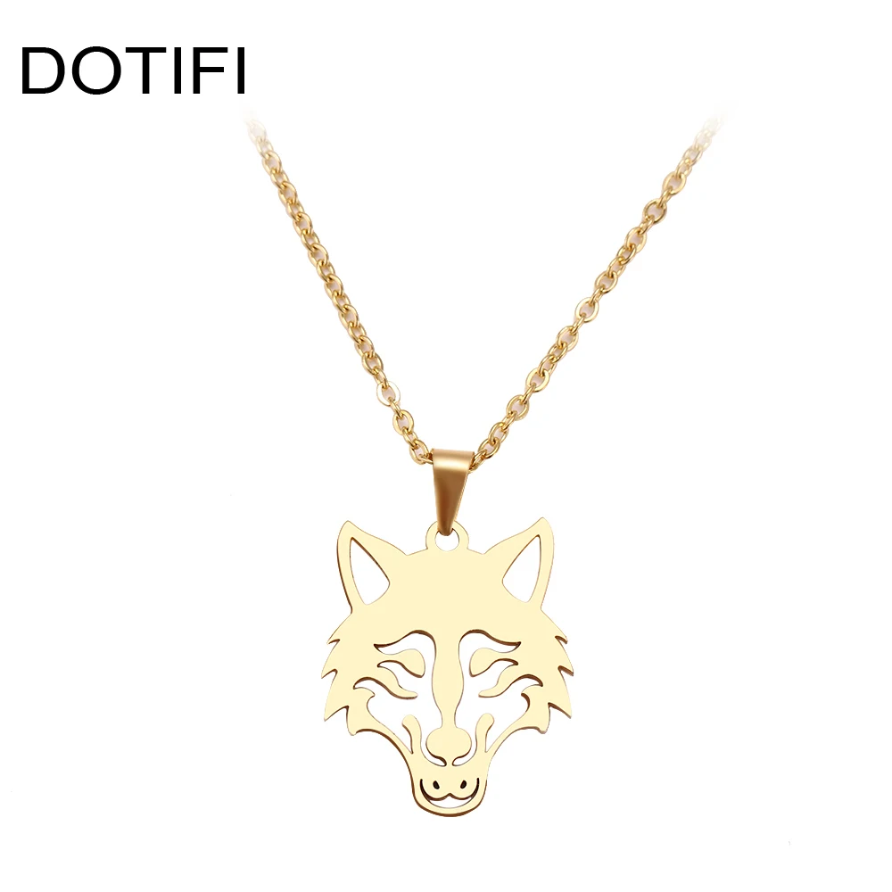 DOTIFI, ожерелье из нержавеющей стали для женщин, мужчин, Волчья Голова, колье, кулон, ожерелье, обручальное украшение