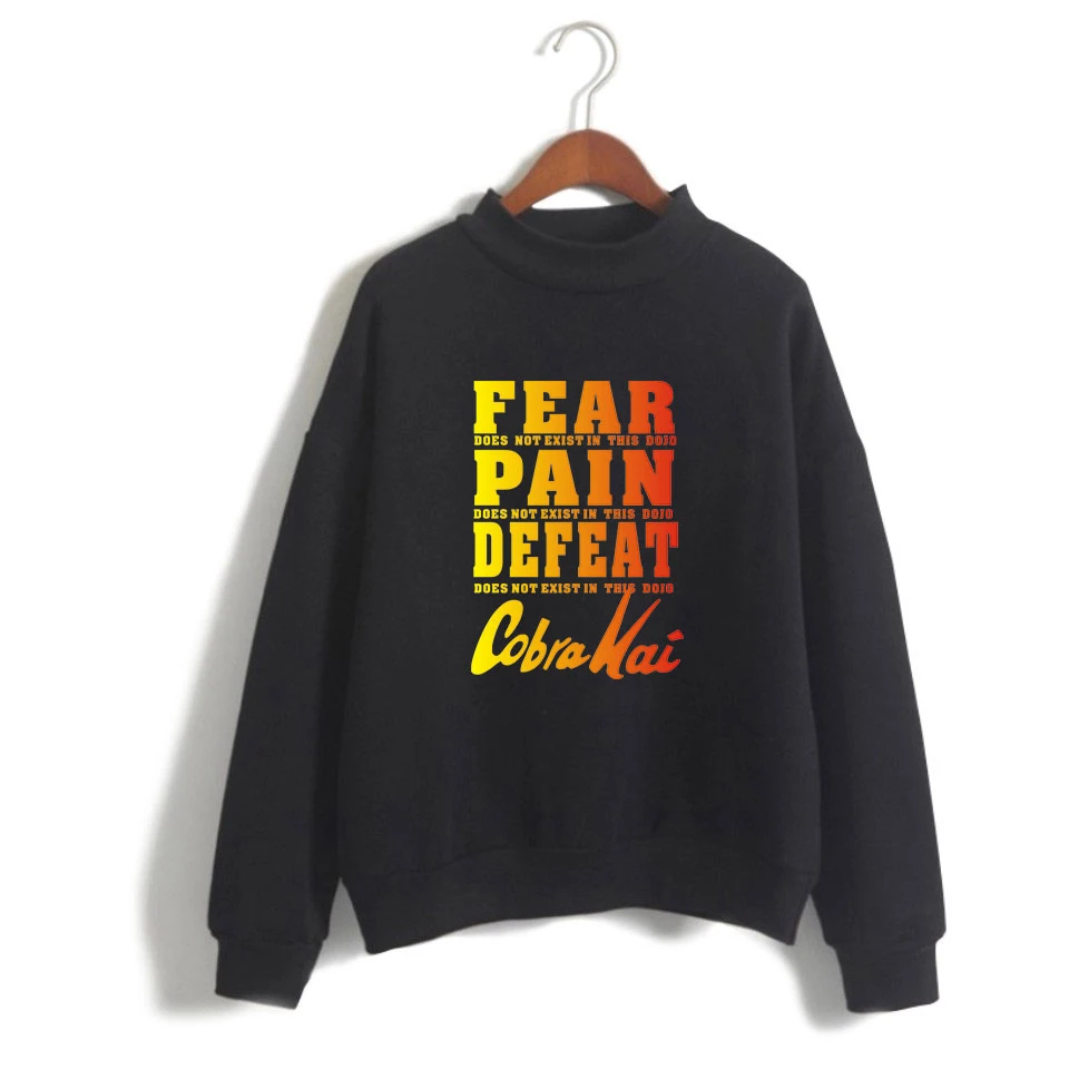 On sale 2019 cobra kai autumn winter men Knitted Turtleneck HoodeSweater Casual Soft polo-neck Jumper Fashion Slim Femme