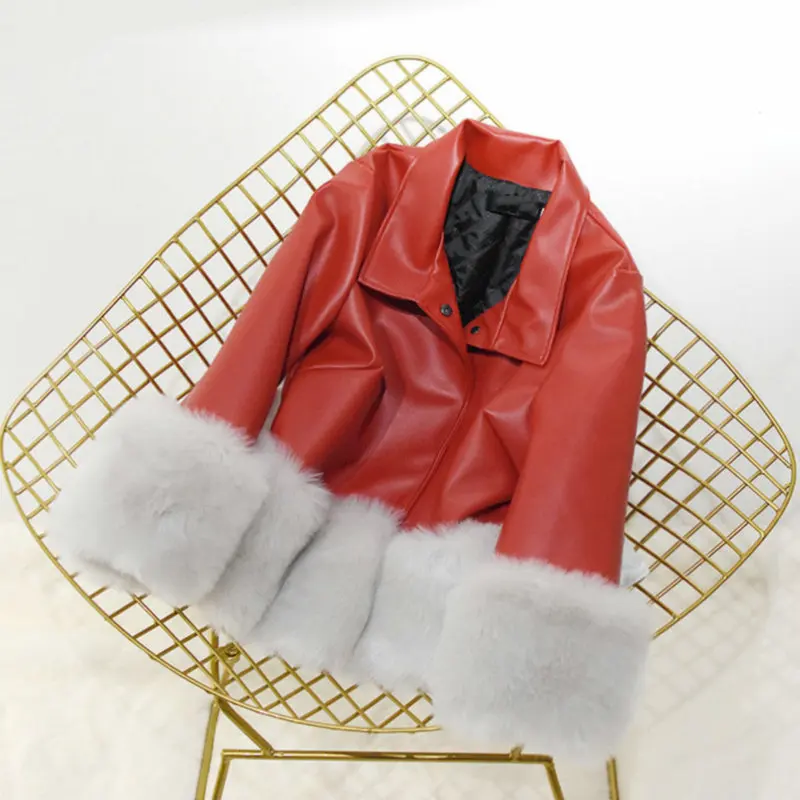 Новые модные женские осенне-зимние теплые кожаные куртки из искусственного меха, женские толстые розовые и черные пальто из искусственного лисьего меха, верхняя одежда