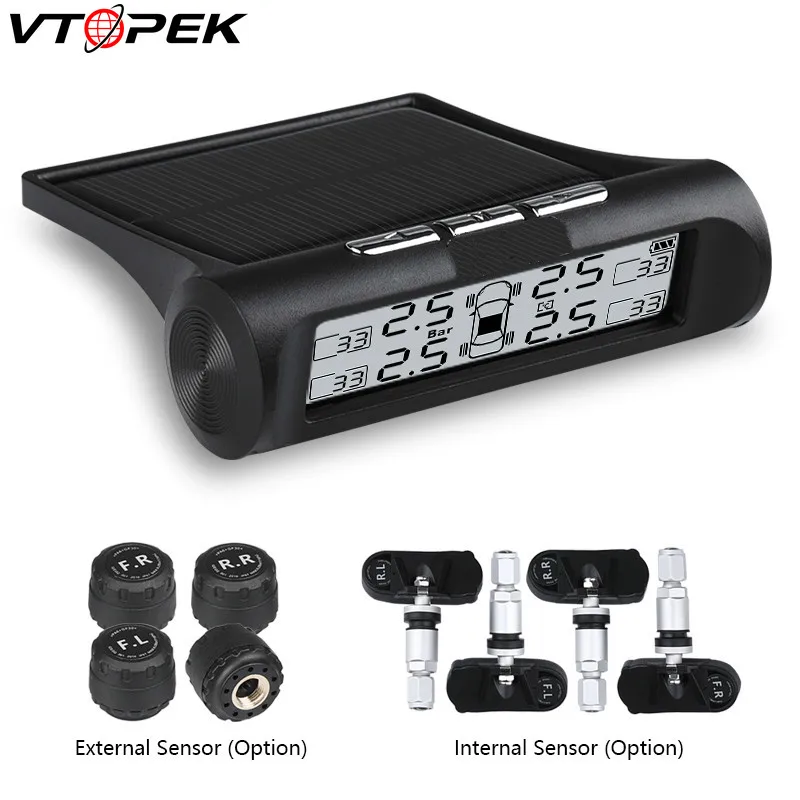 

New Upgrade USB or Solar Charging TPMS 4 Tyres Car Tire Pressure Monitoring System Wireless Auto Alarm Real-time Monitoring
