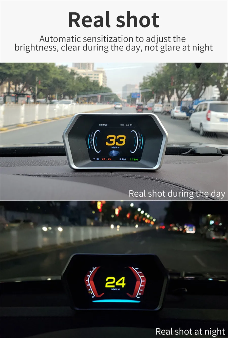 Hud P17 Car Digital Obd2 And Obd Port Driving Computer Display Ect
