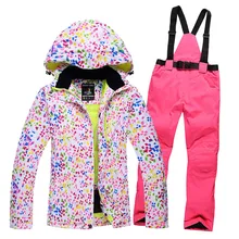 Новая Толстая теплая Женская куртка для катания на лыжах и сноуборде, комплект со штанами, водонепроницаемый ветрозащитный лыжный костюм, женские зимние костюмы, верхняя одежда